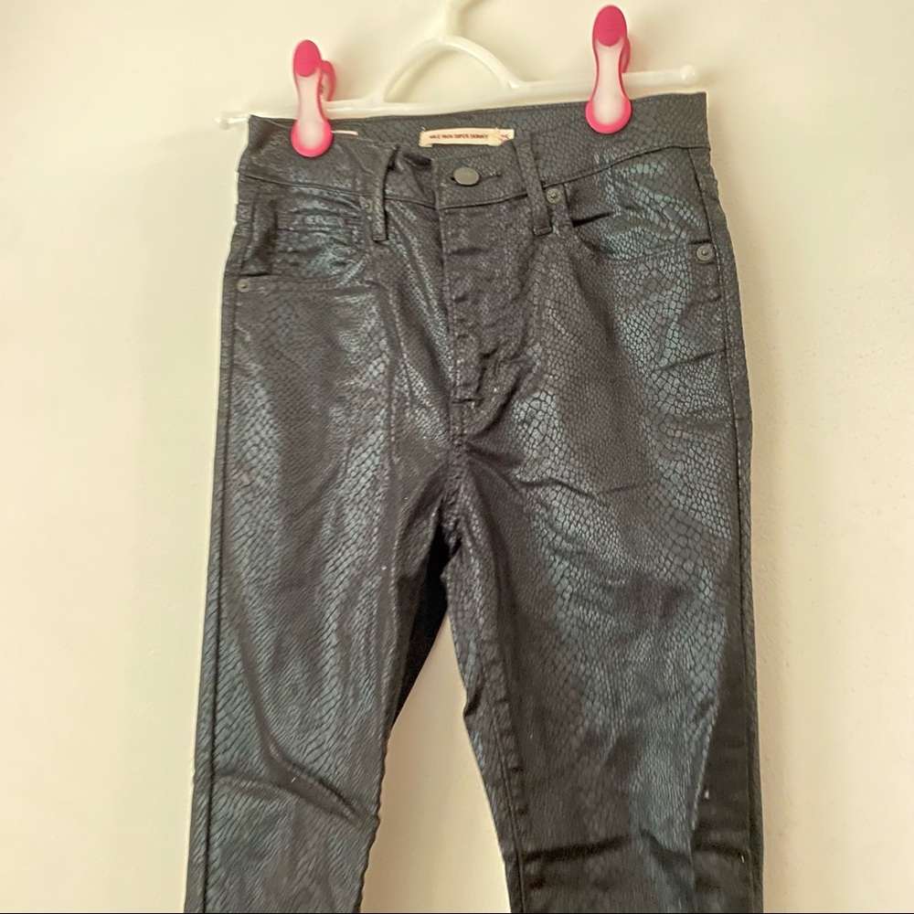 Levis Snakeskin Black Mile High Super Skinny Jeans - Picture 4 of 12